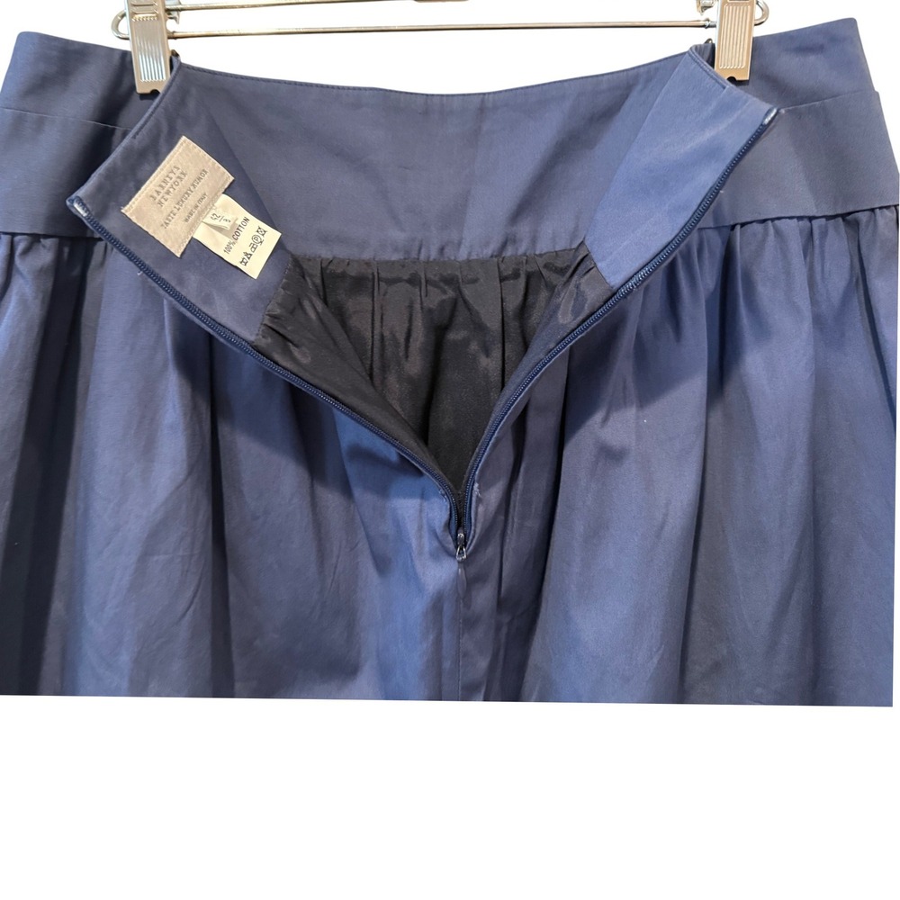 Barneys New York Blue Cotton Origami Pleated Skirt Size 8 Made in Italy Office - Picture 9 of 10